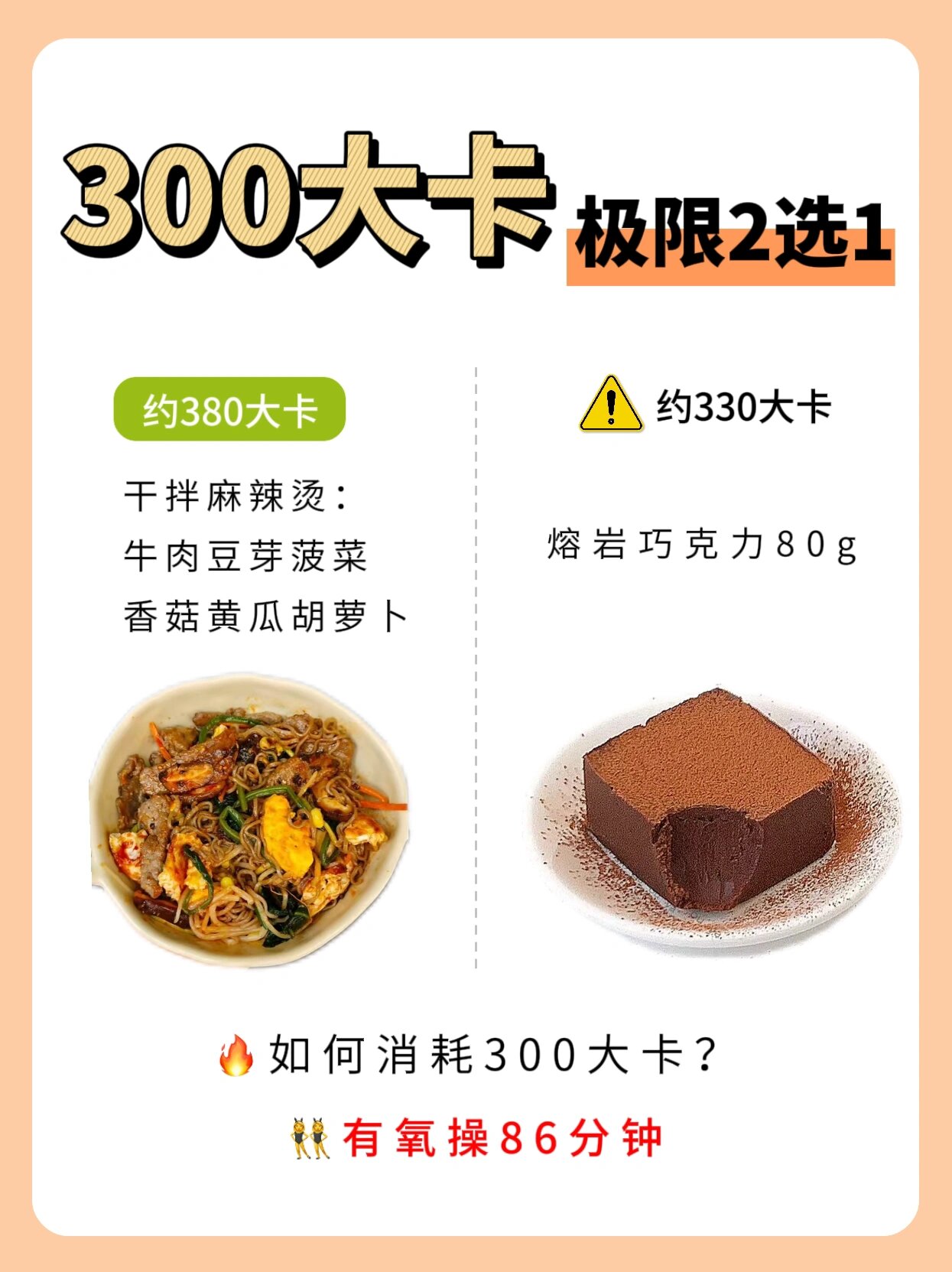 同等热量的食物，300大卡二选一，你会选哪个？