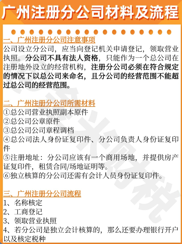 注册分公司需要的材料
