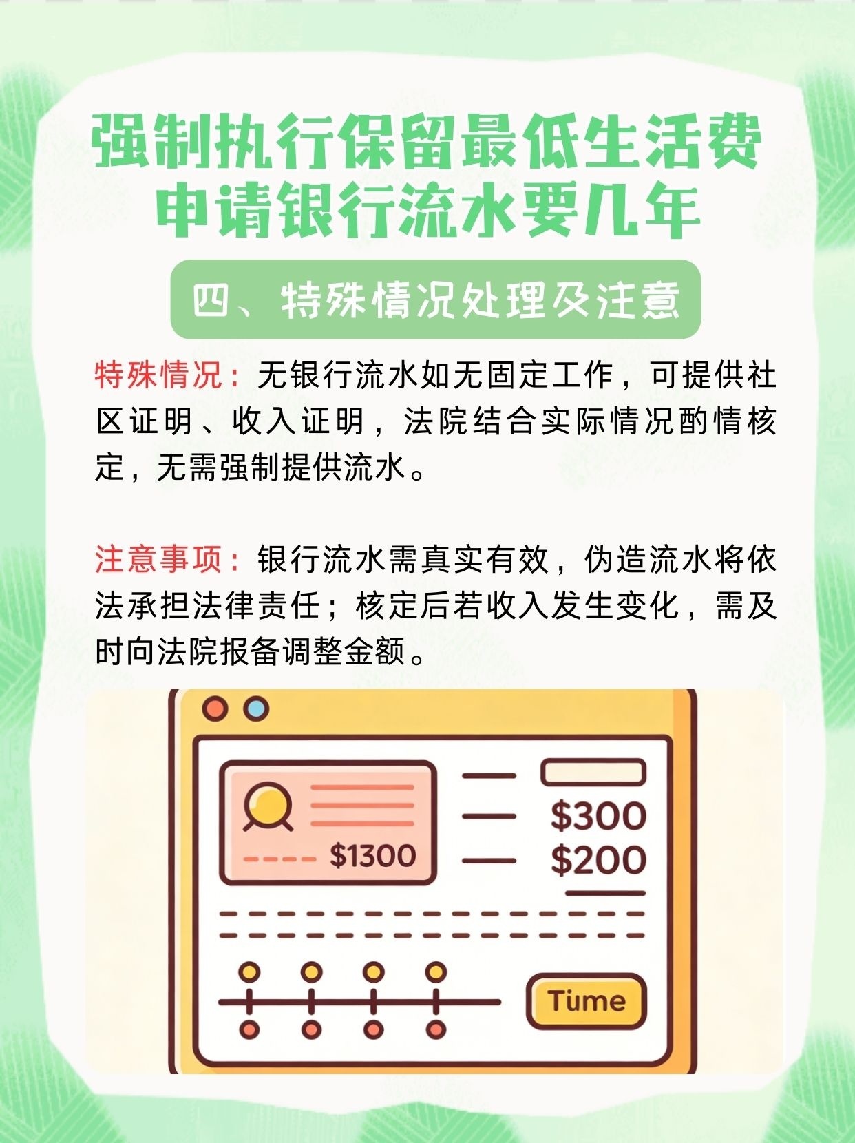 强制执行保留最低生活费申请需提供几年银行流水?