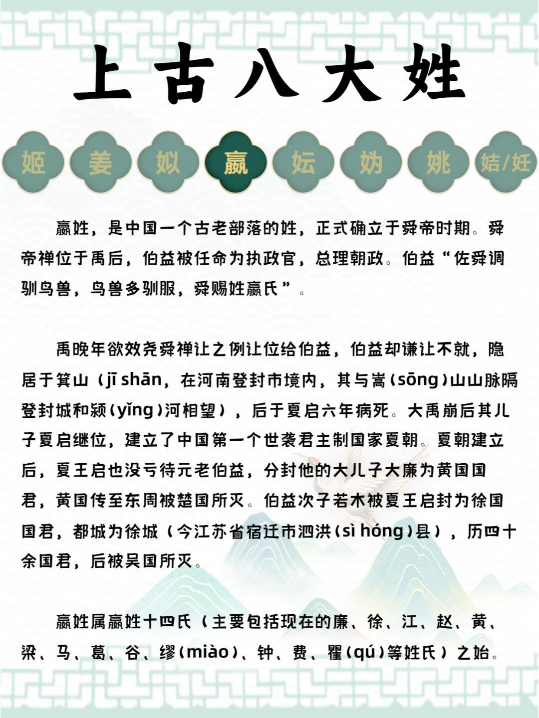 嬴姓今何在？探秘上古八大姓