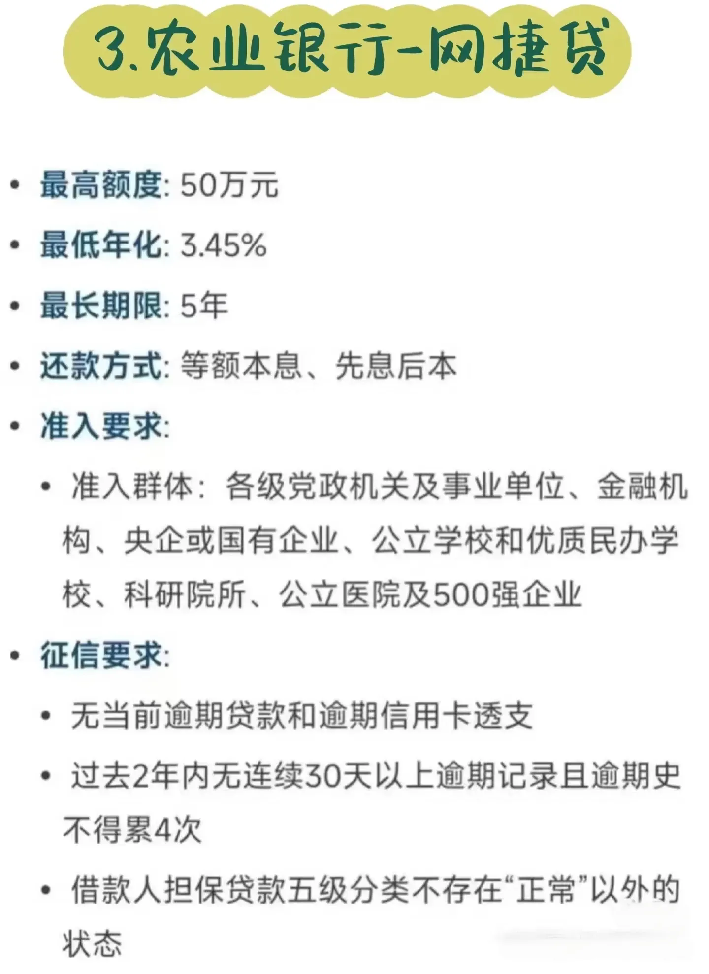 去银行贷款前，先看这份银行方案清单
