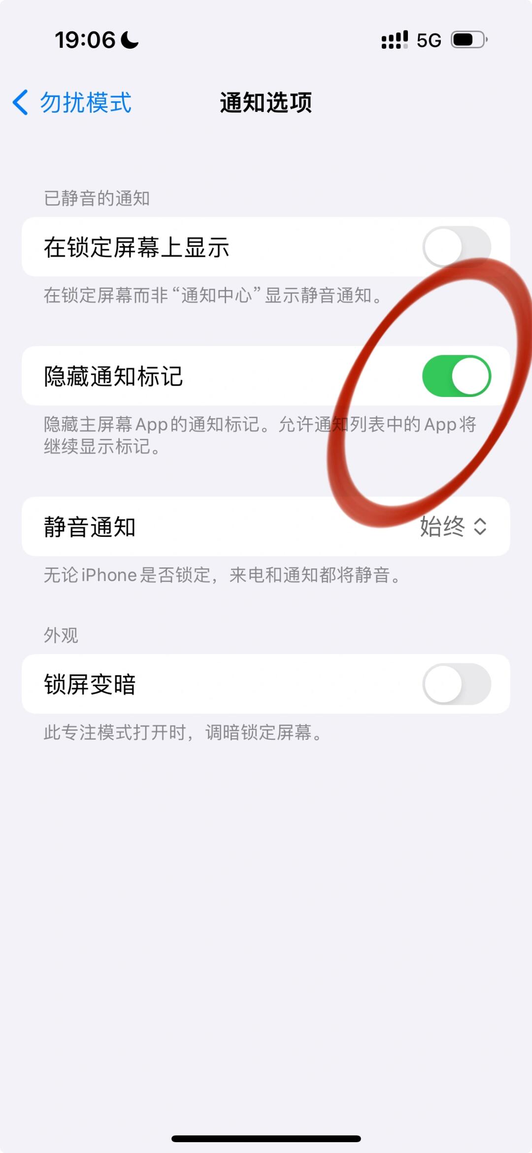 iphone收到短信不显示红点