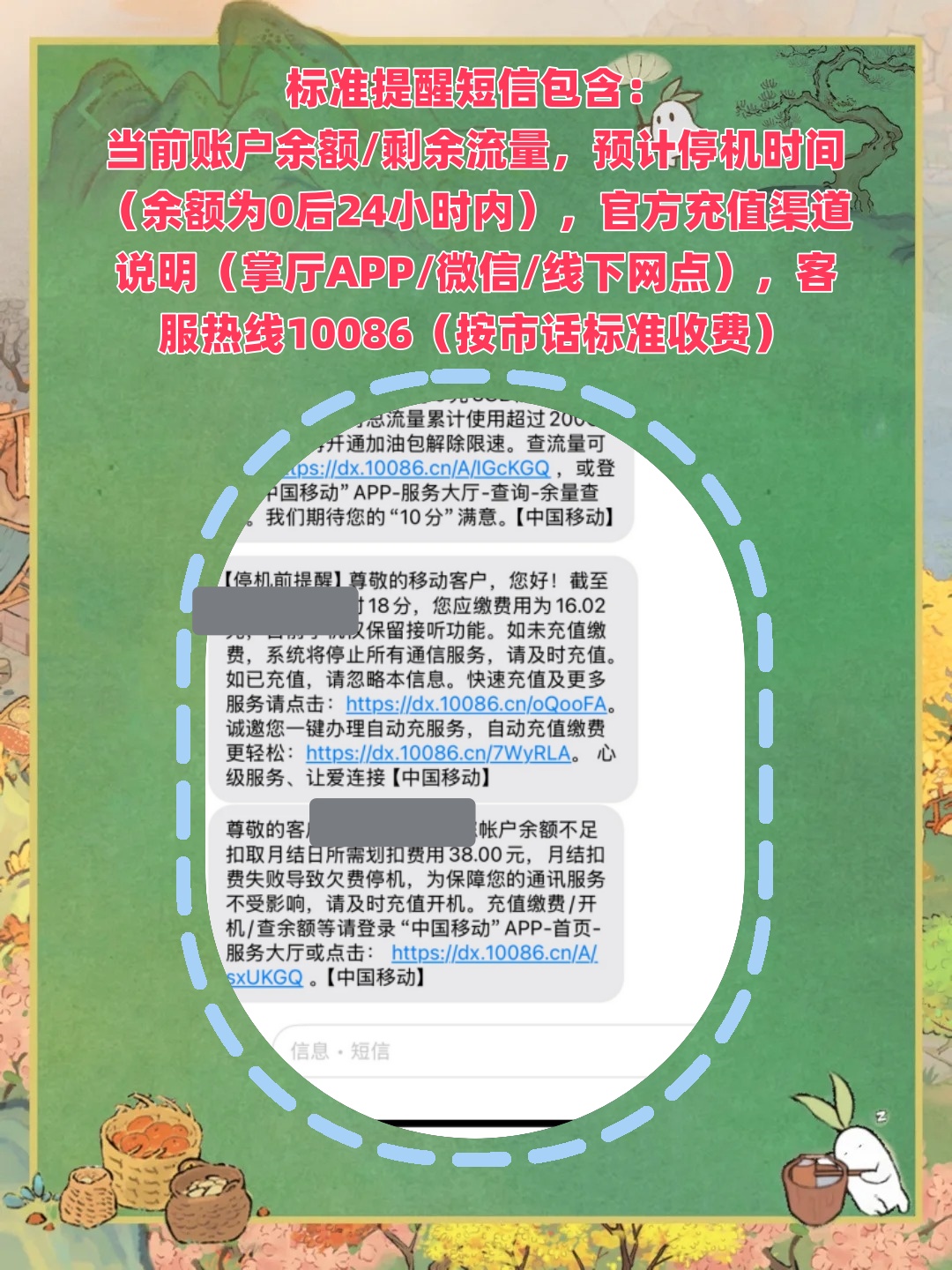 10086发短信报停手机号码