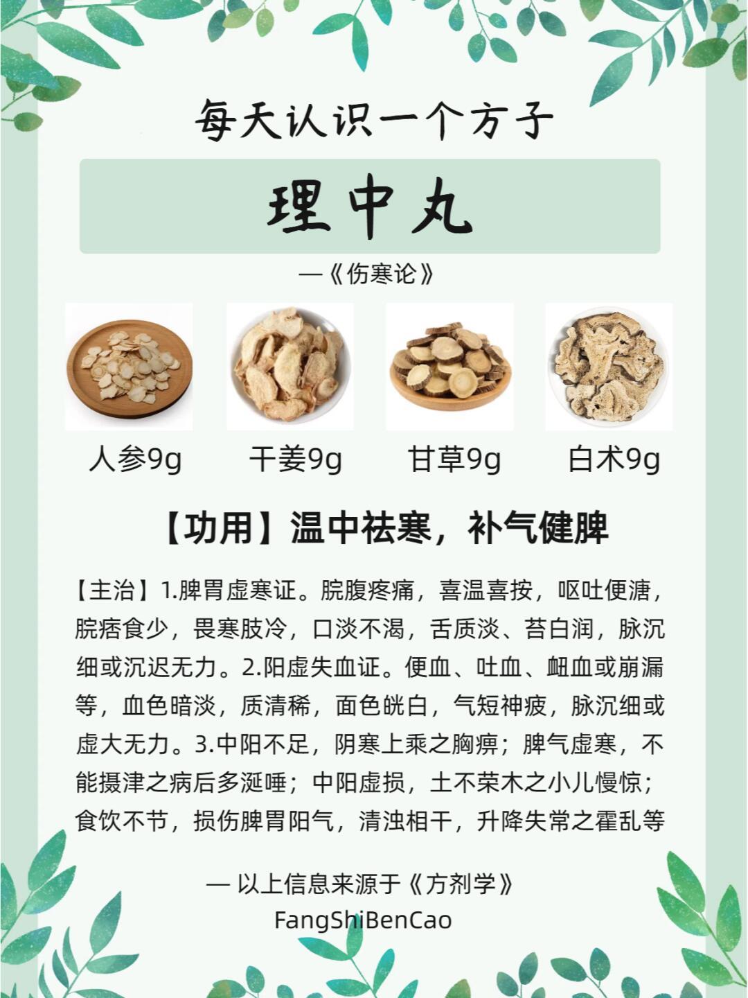 中医经典方剂理中丸详解