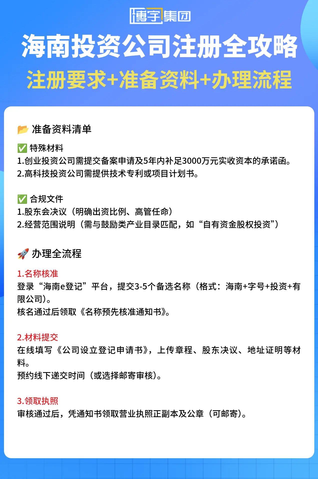 海南注册公司的要求