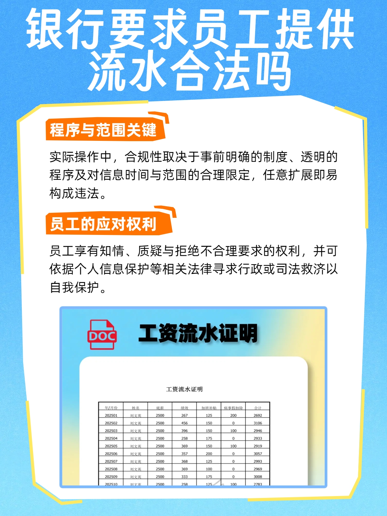 银行要求员工提供流水合法吗