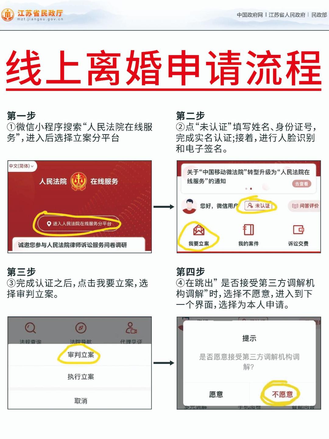 江苏线上离婚申请流程详解