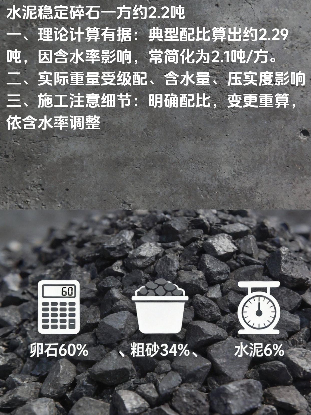 水泥稳定碎石一方等于多少吨？