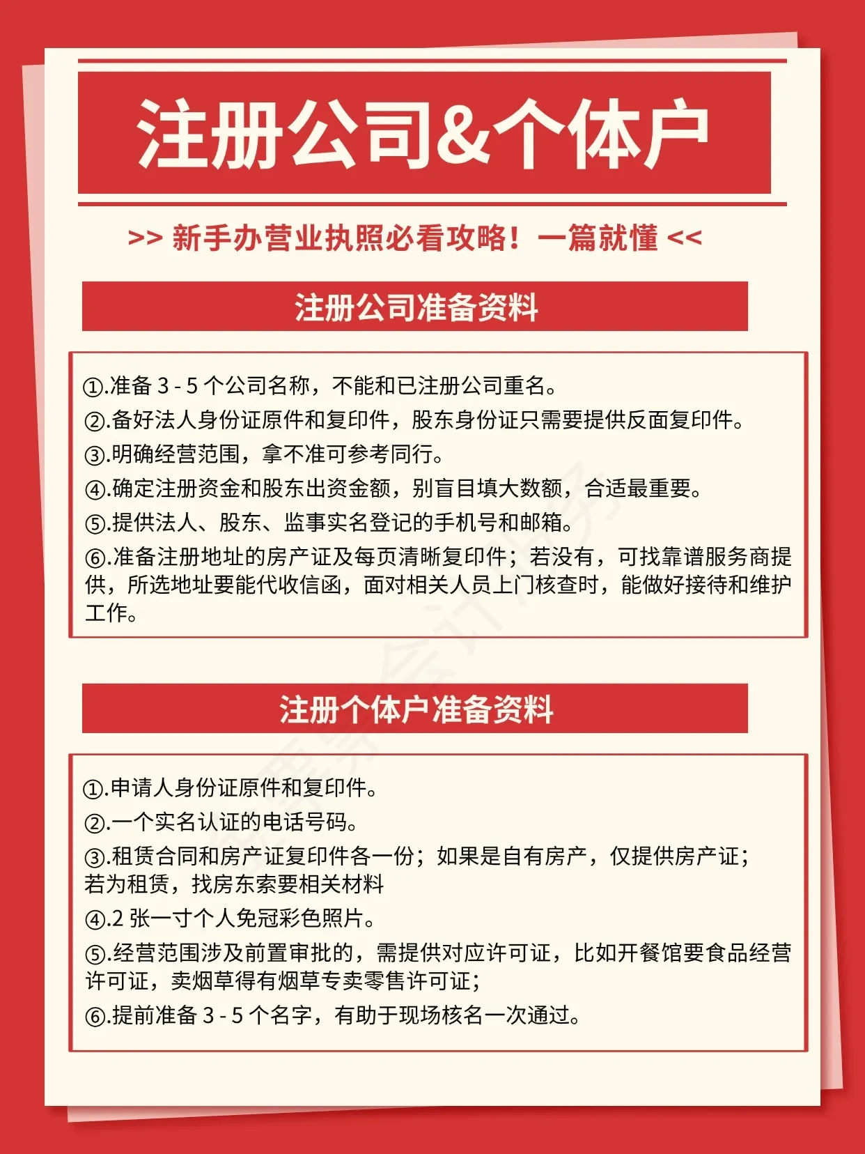 个体户注册公司需要的资料和手续