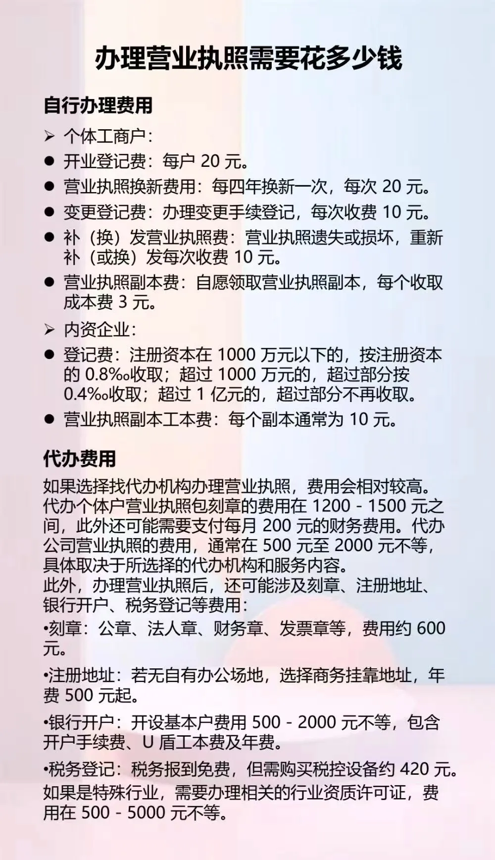 代办注册公司需要多少钱?