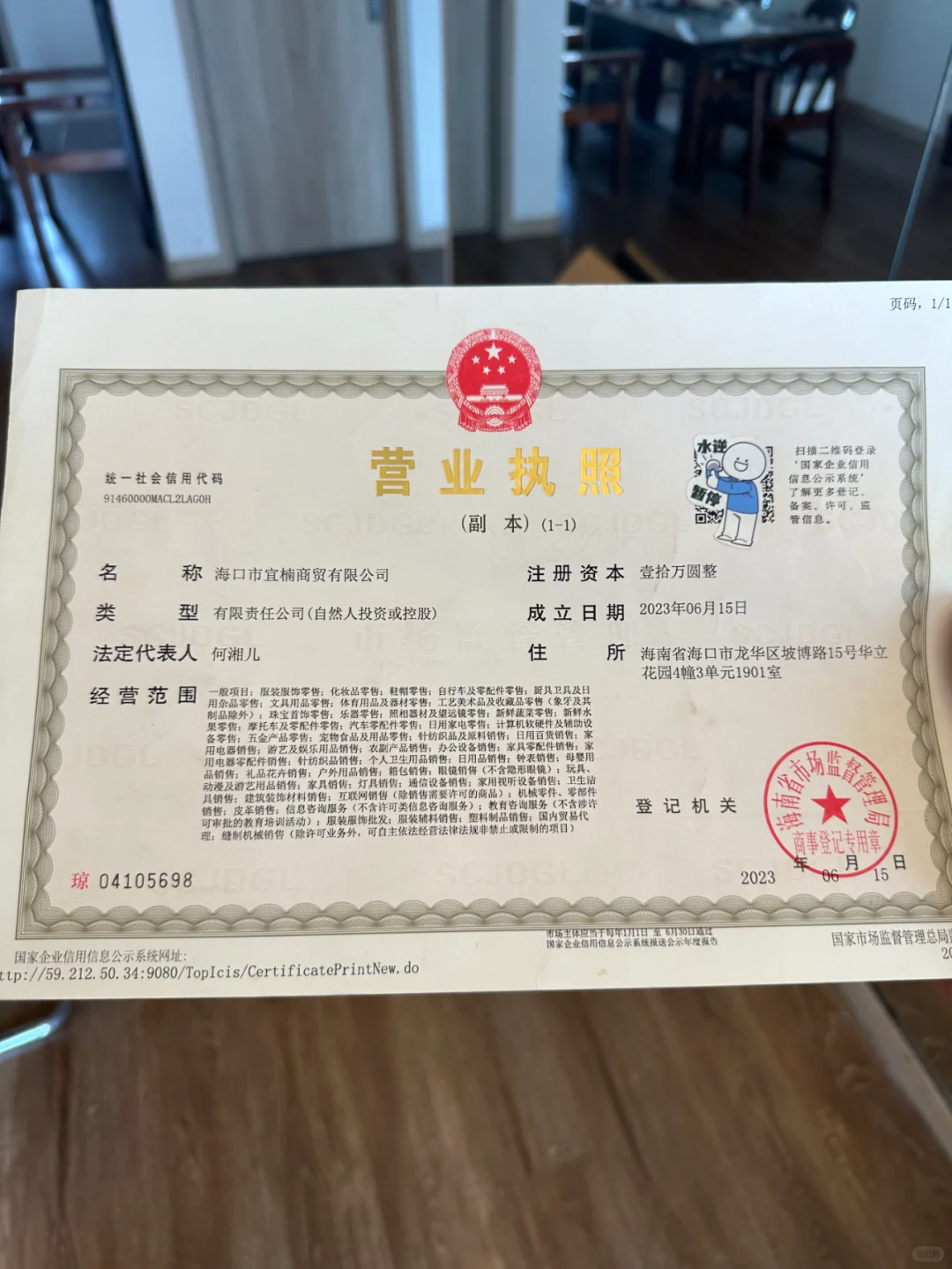 注册公司营业执照