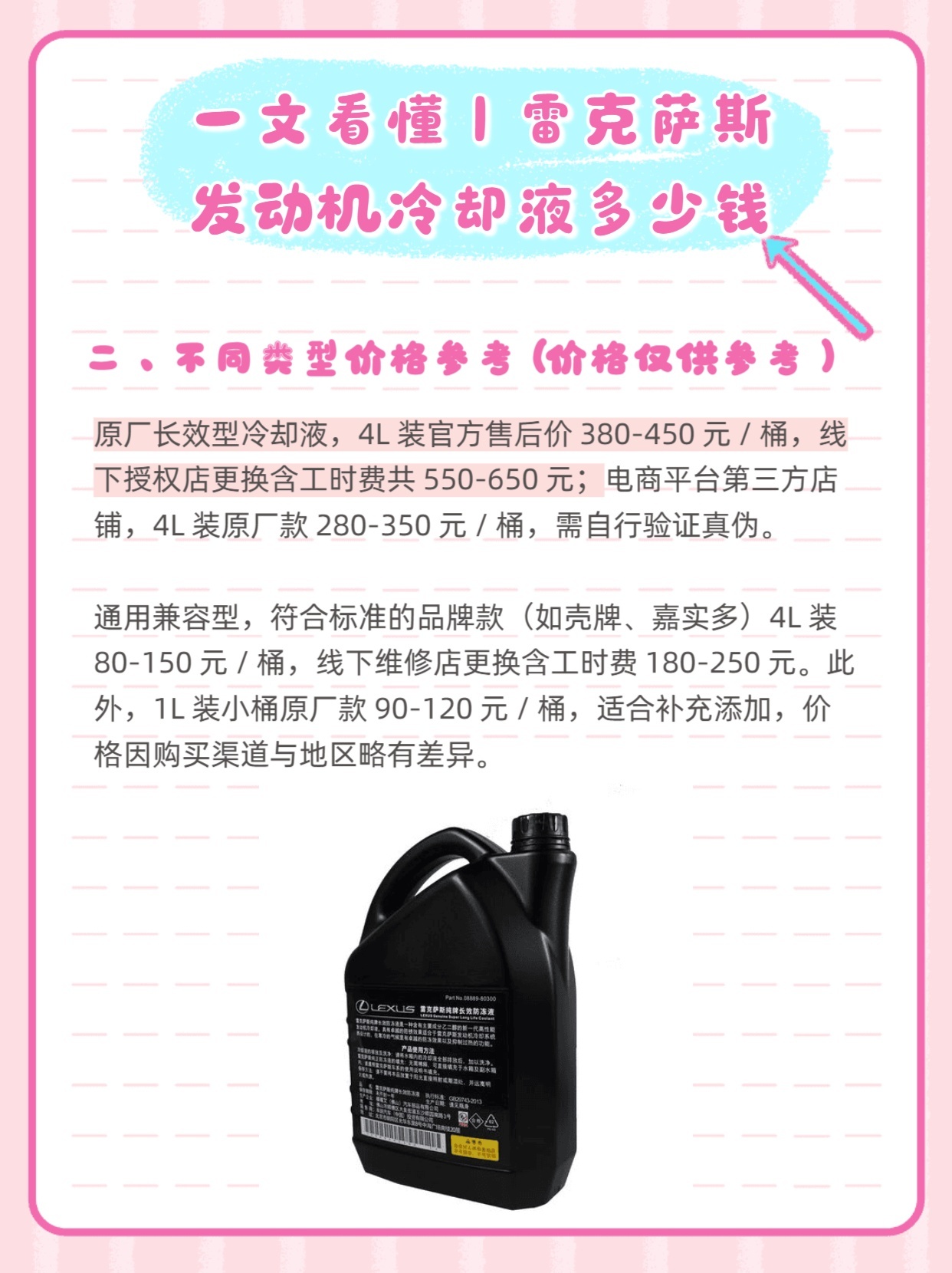 一文看懂丨雷克萨斯发动机冷却液多少钱