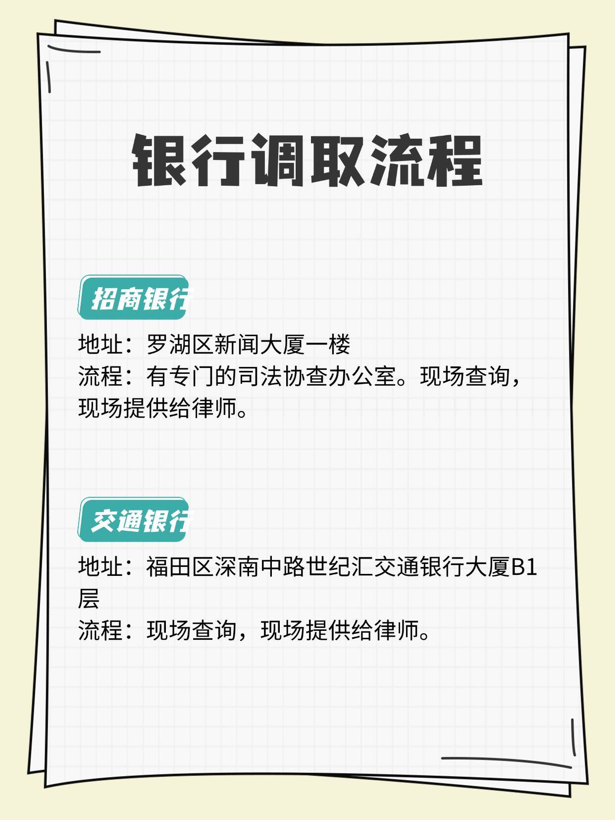 深圳律师调取银行流水，各家银行流程大不同