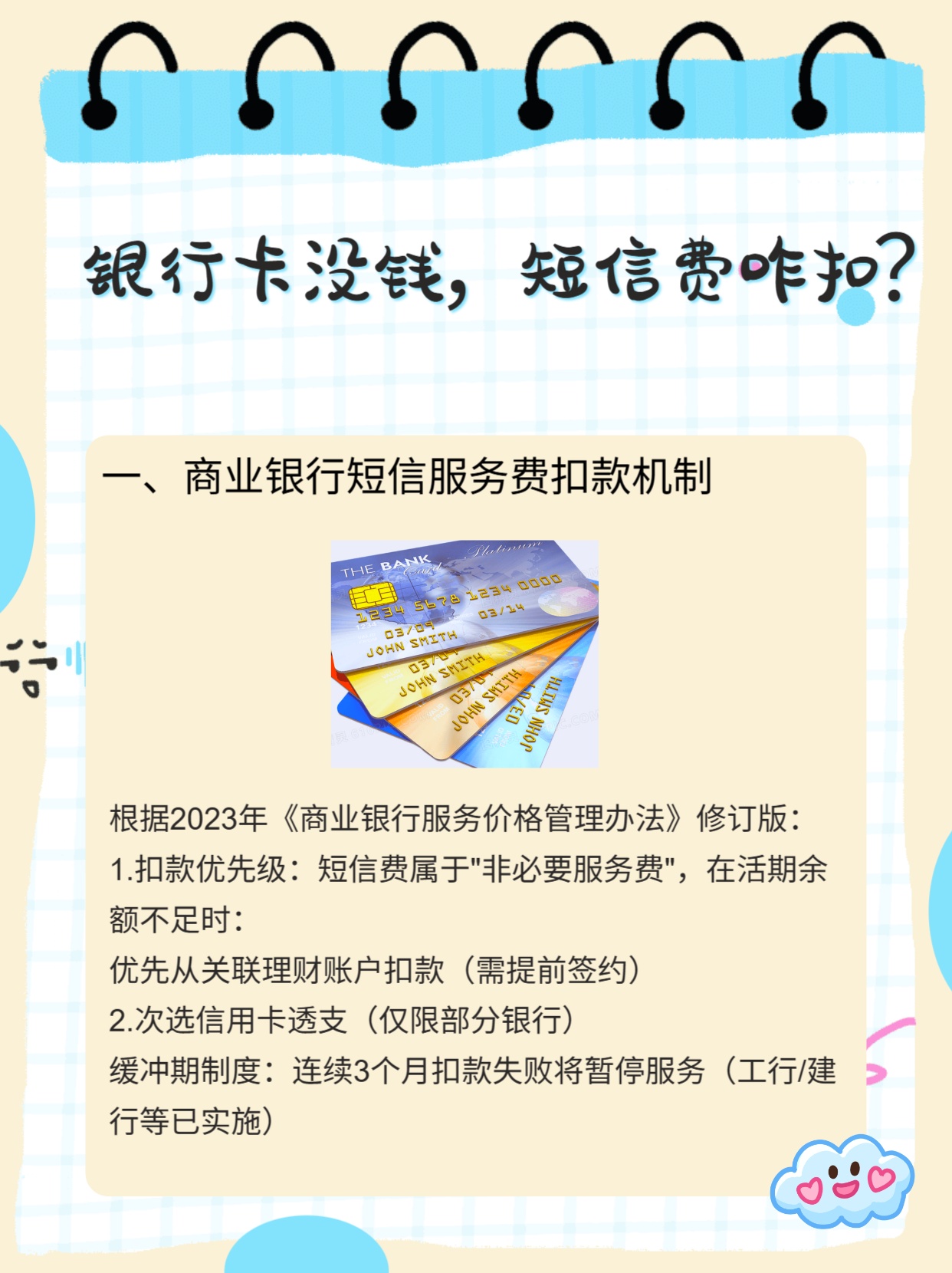 银行卡没钱扣短信费会怎样