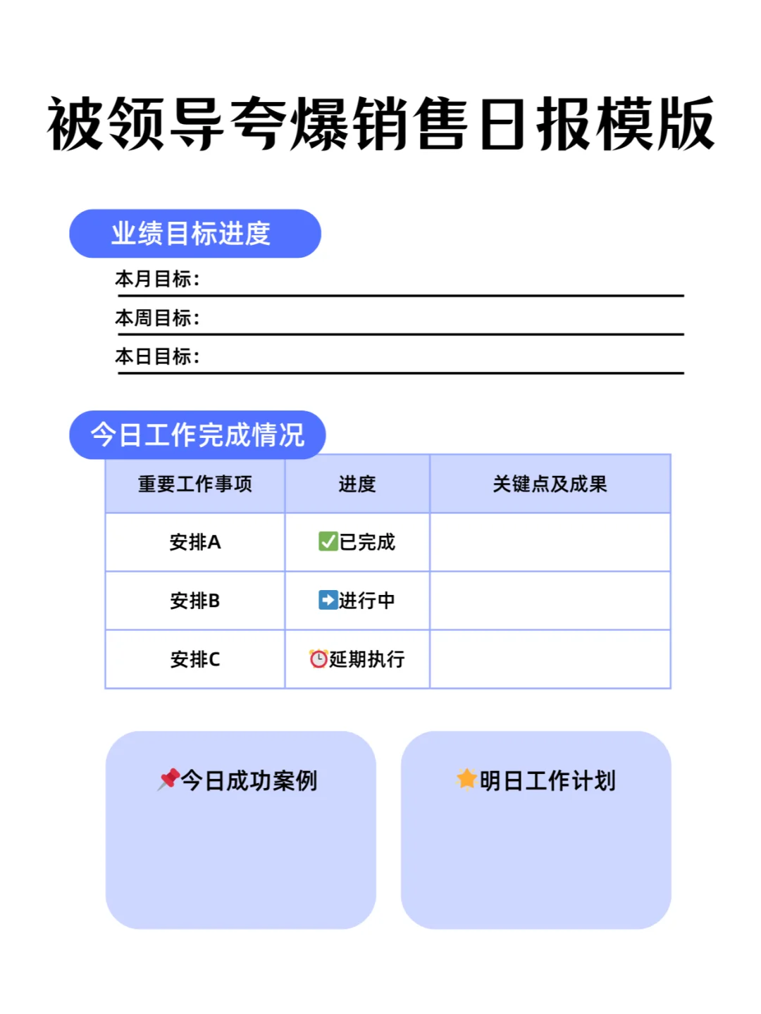 被领导夸爆的销售日报和周报模版‼️