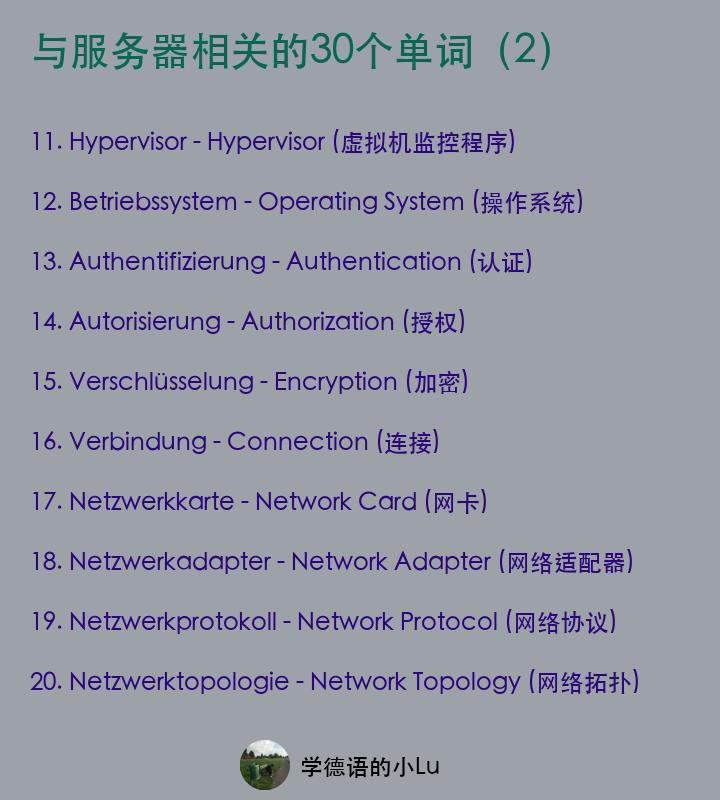 服务器领域有哪些常用且重要的单词？