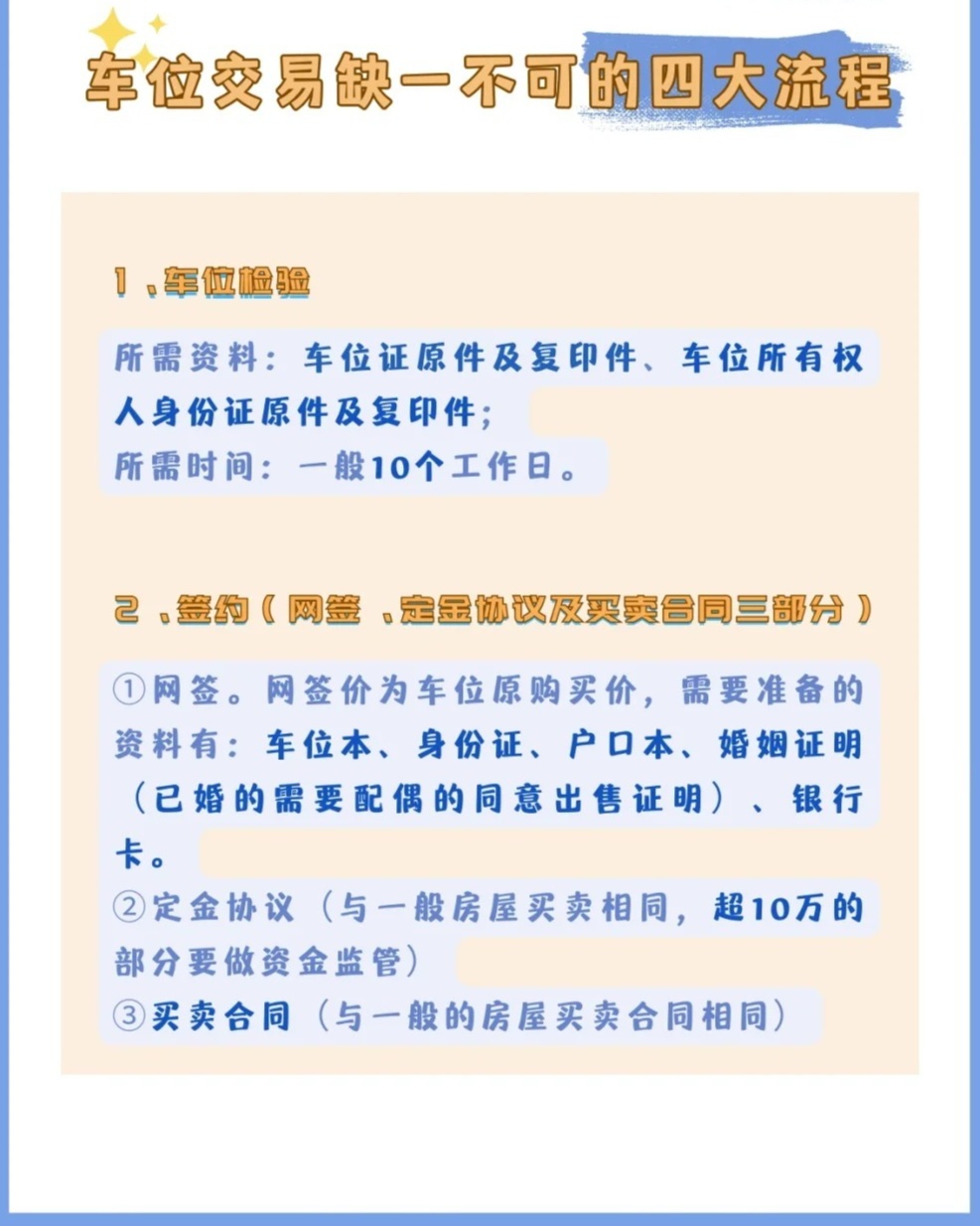 购买车位需要注意什么手续