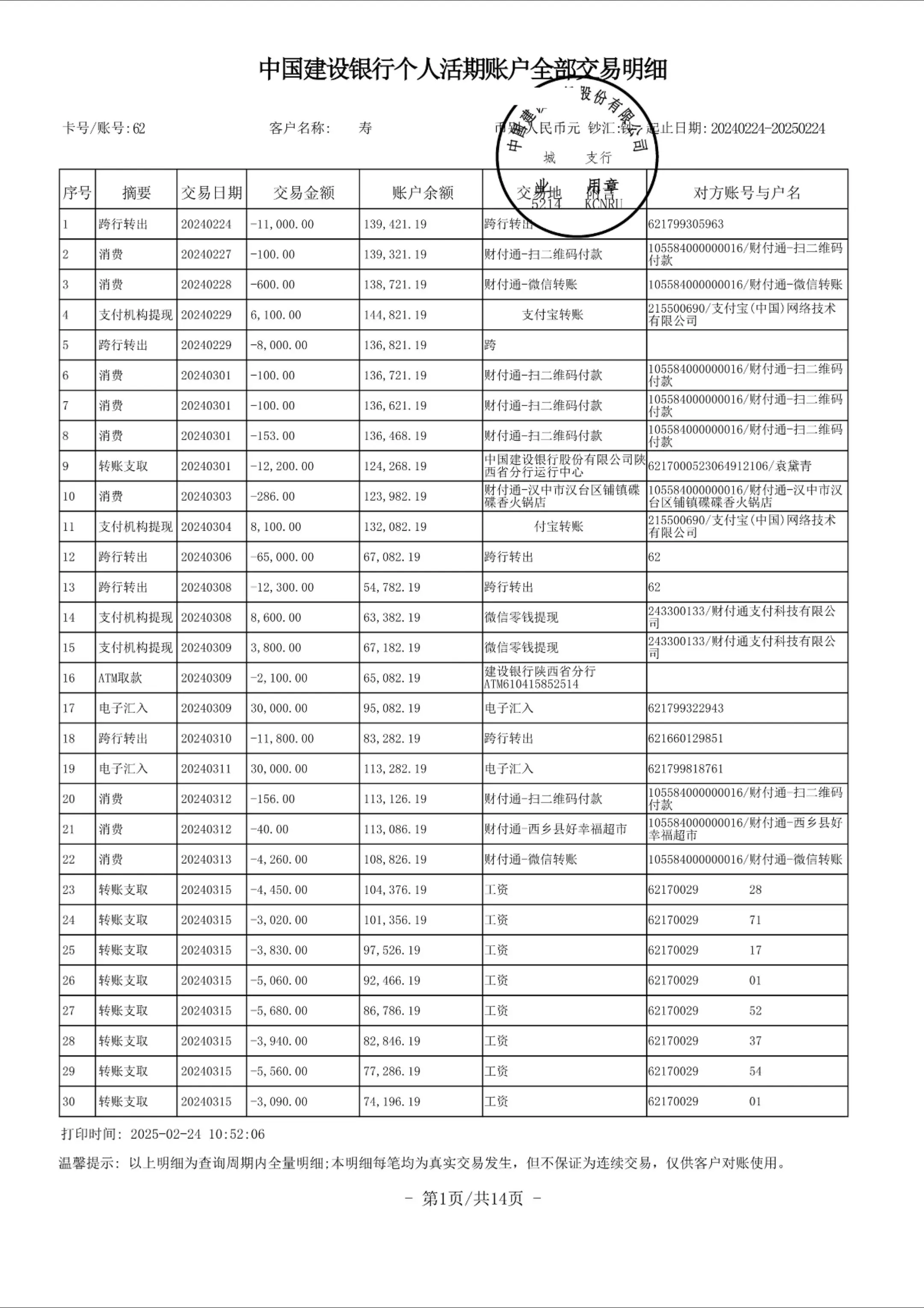 贷款银行流水pdf制作excel表格