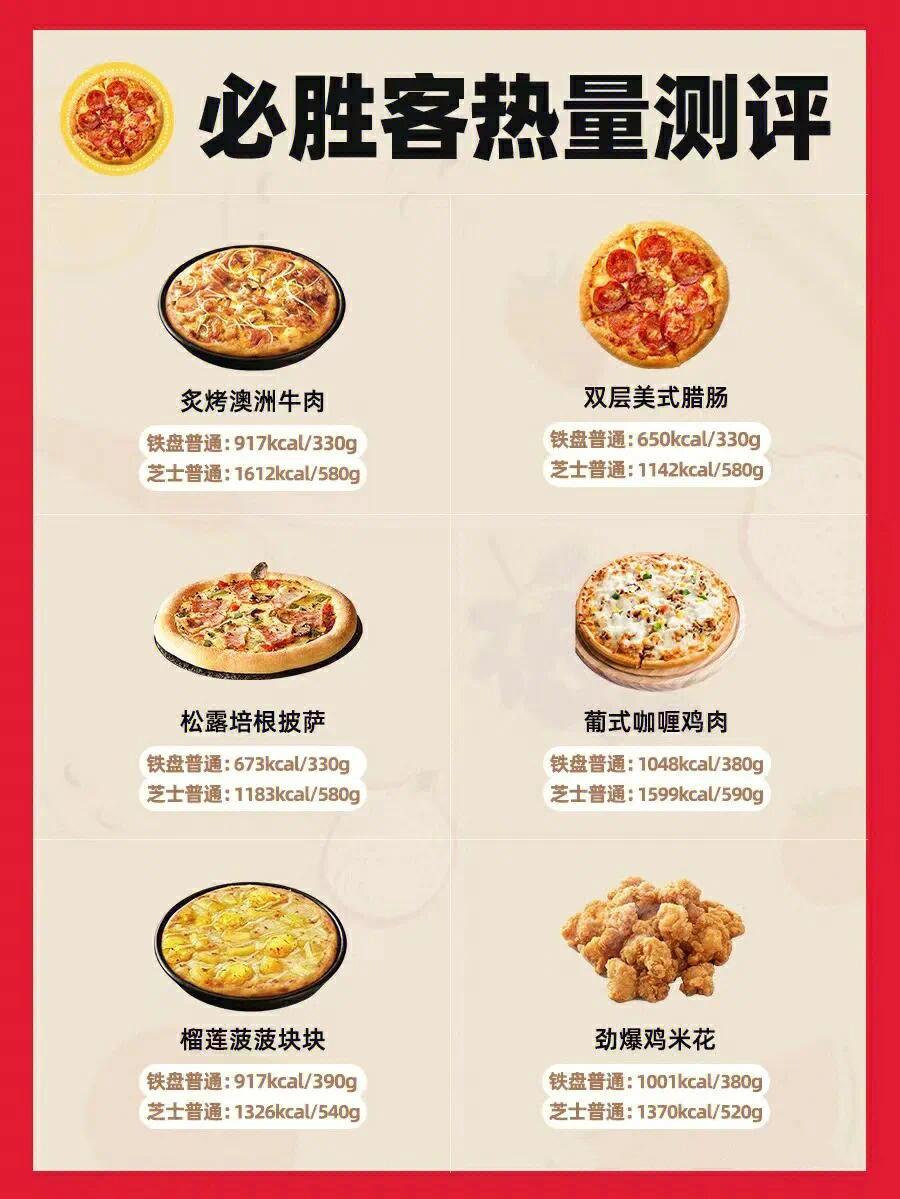 长知识了：必胜客披萨热量详细分析