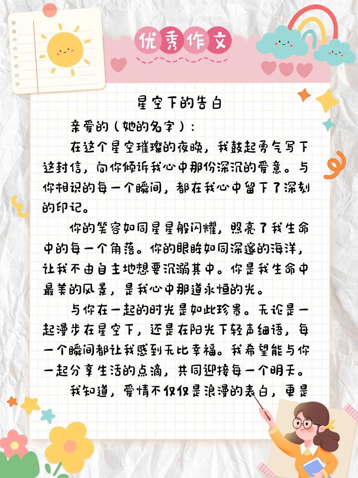 表白女生的小作文分享