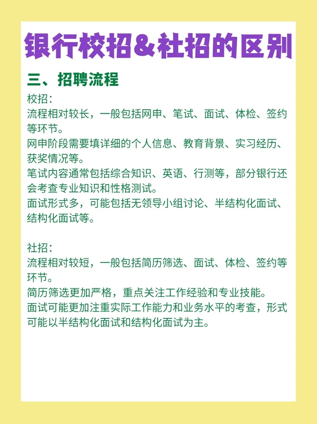 银行社招和校招的区别