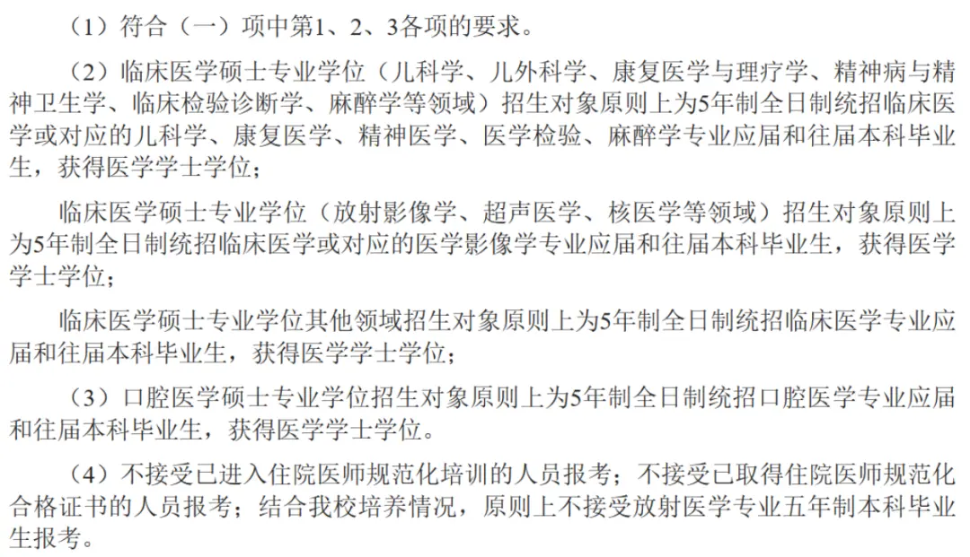 之外，还对报考临床医学、口腔医学硕士专业学位的考生做出了如下要求：