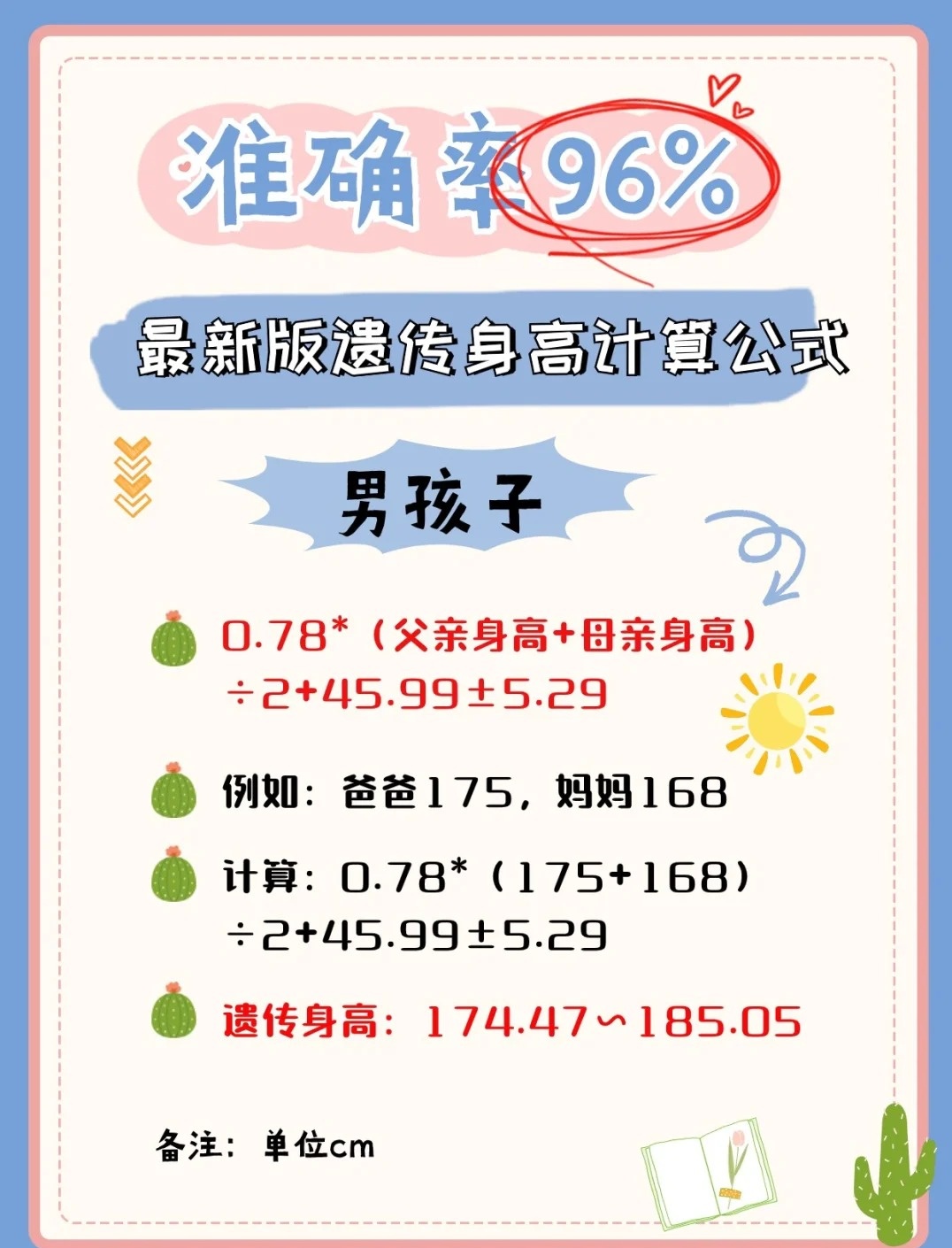 孩子身高计算公式！