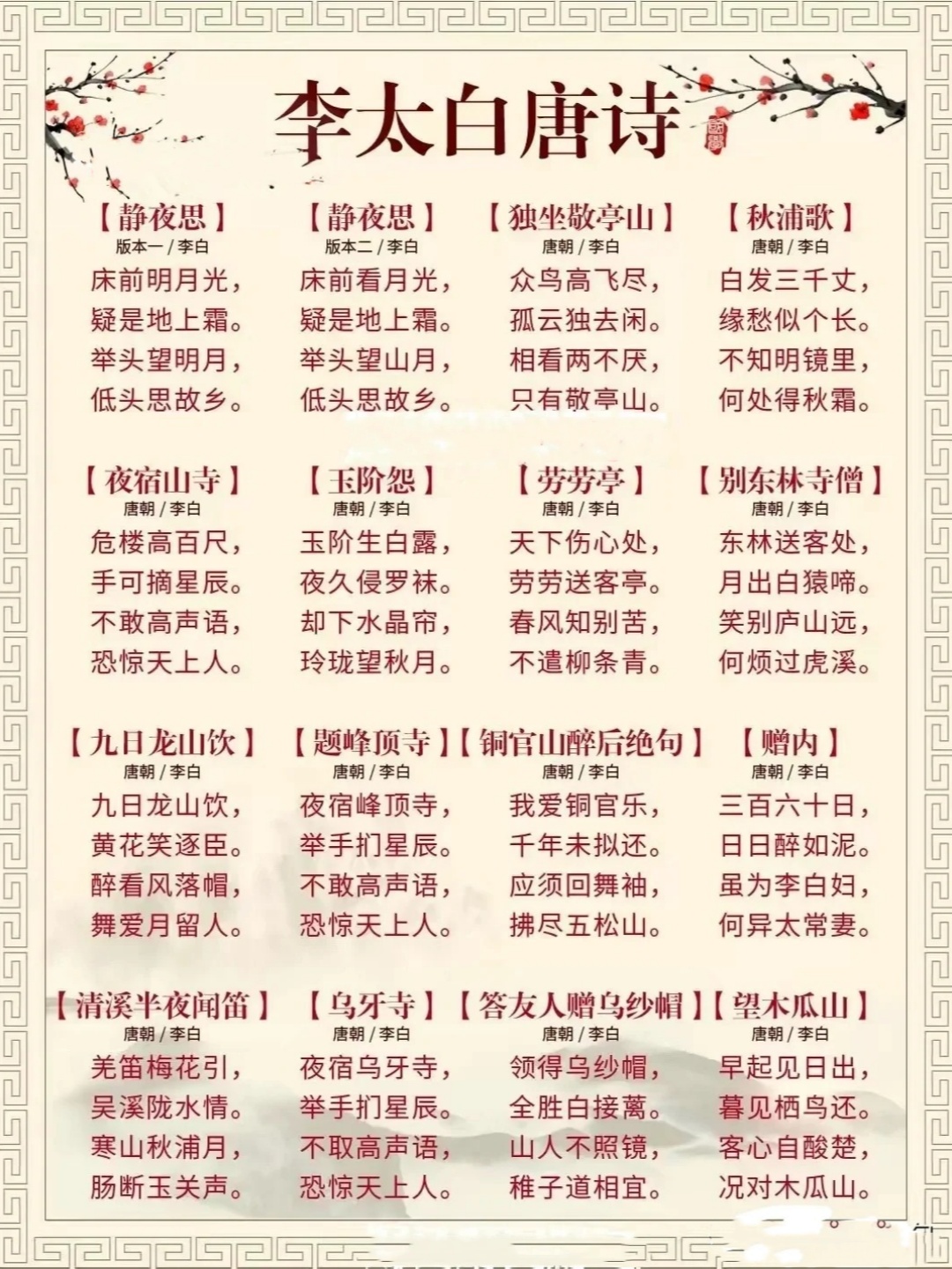 了解李白作品集