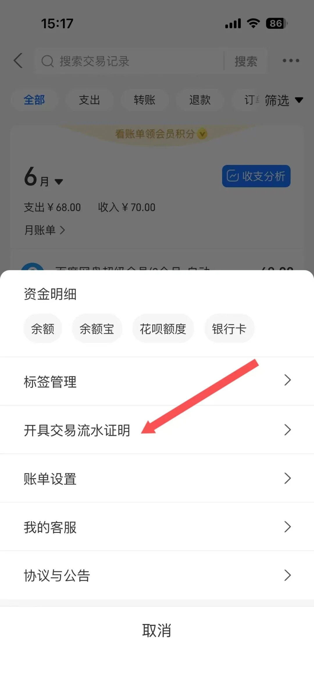 怎么查支付宝流水