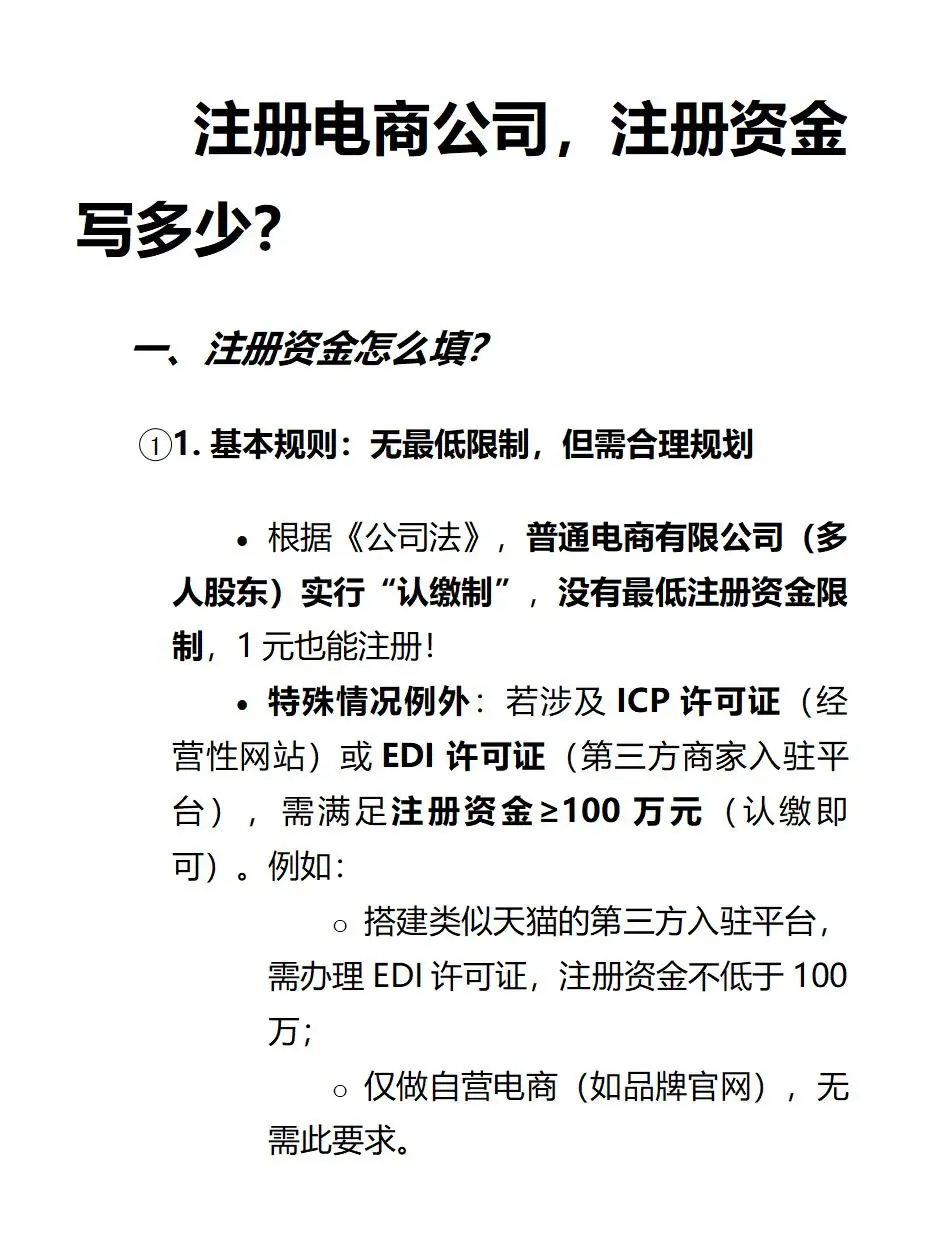 跨境电商平台对注册资金的要求