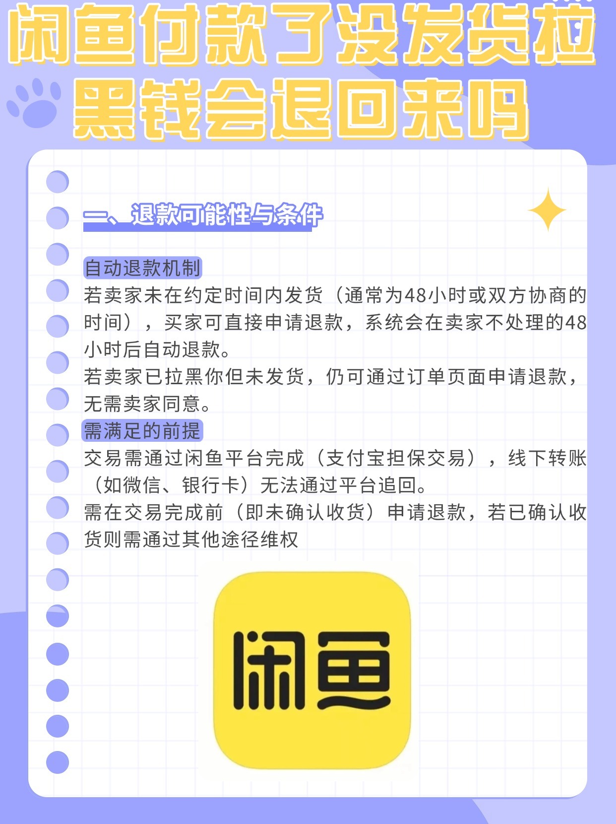 闲鱼交易会被退款吗