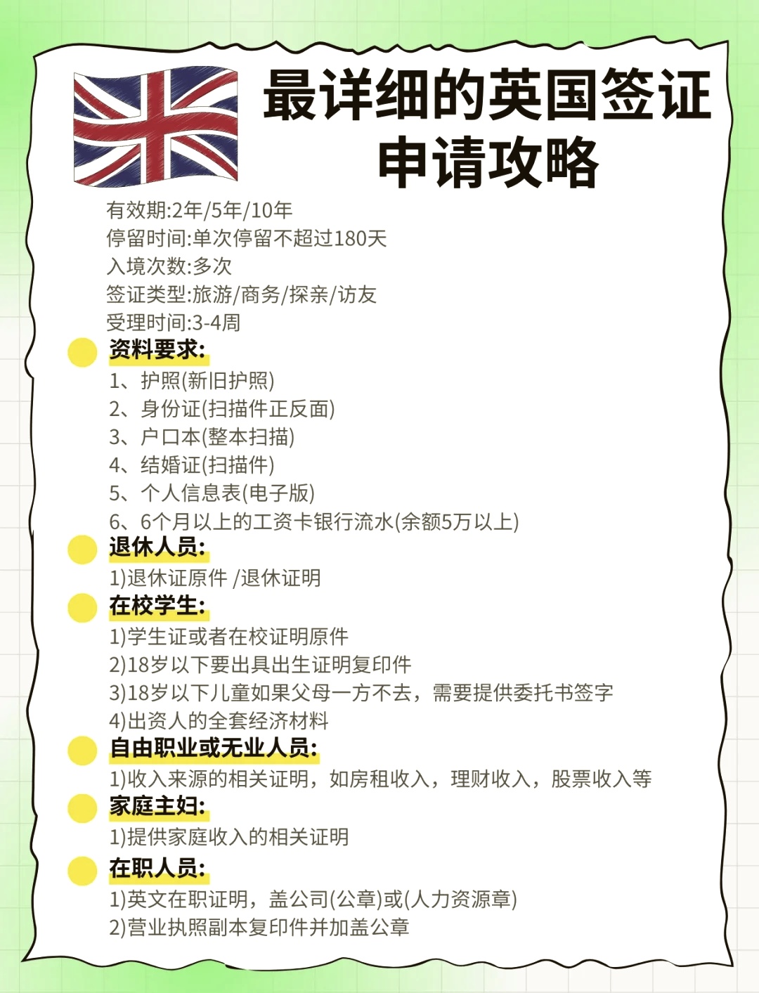 一文看懂：英国签证申请流程和材料清单