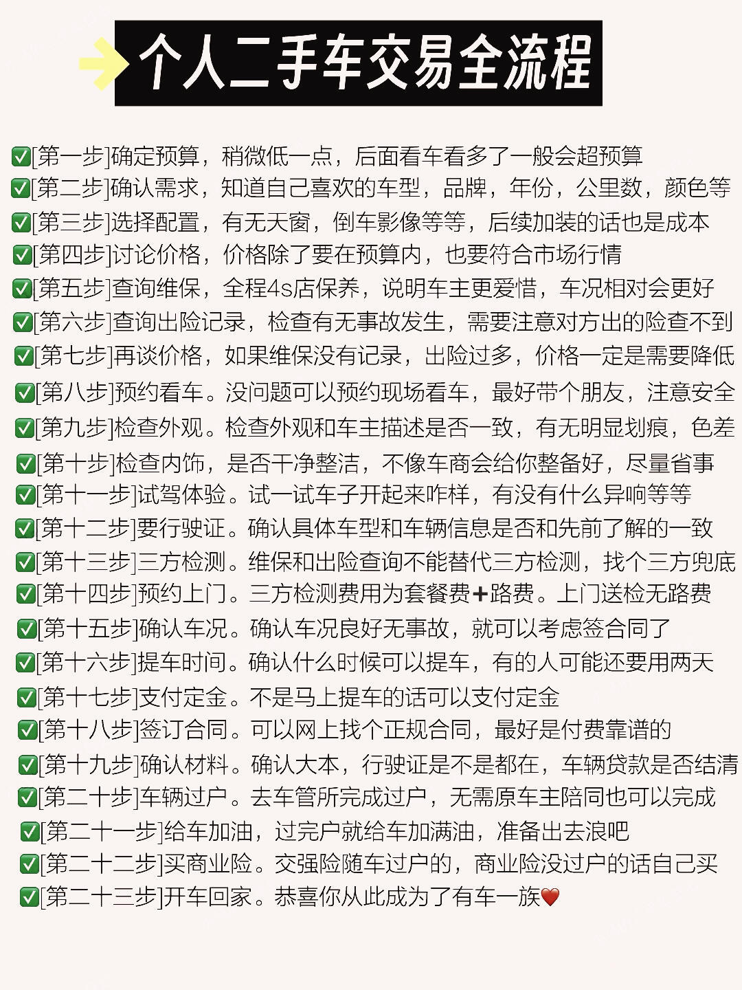 卖二手车的交易流程