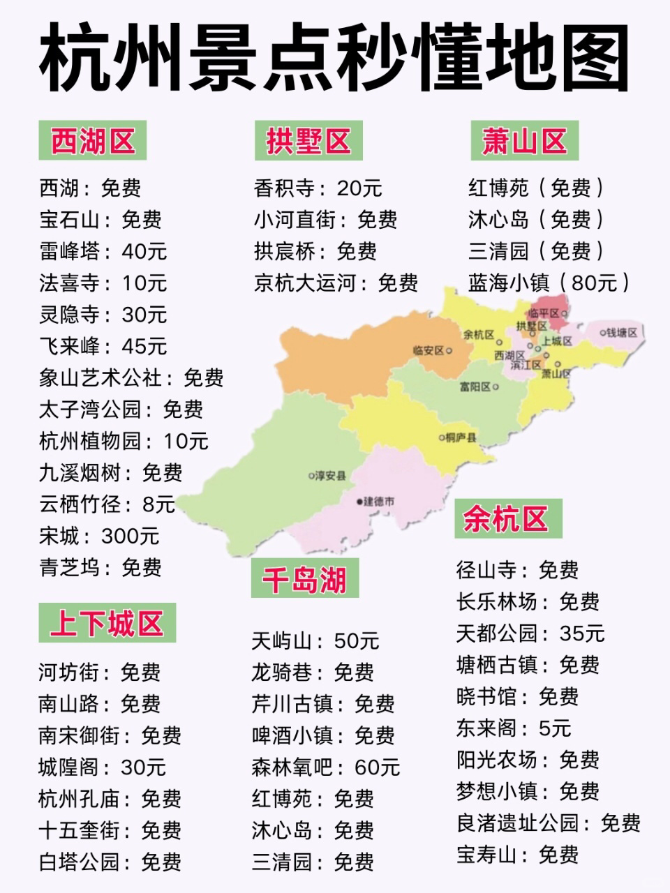 杭州秒懂地图 超实用的杭州旅游攻略