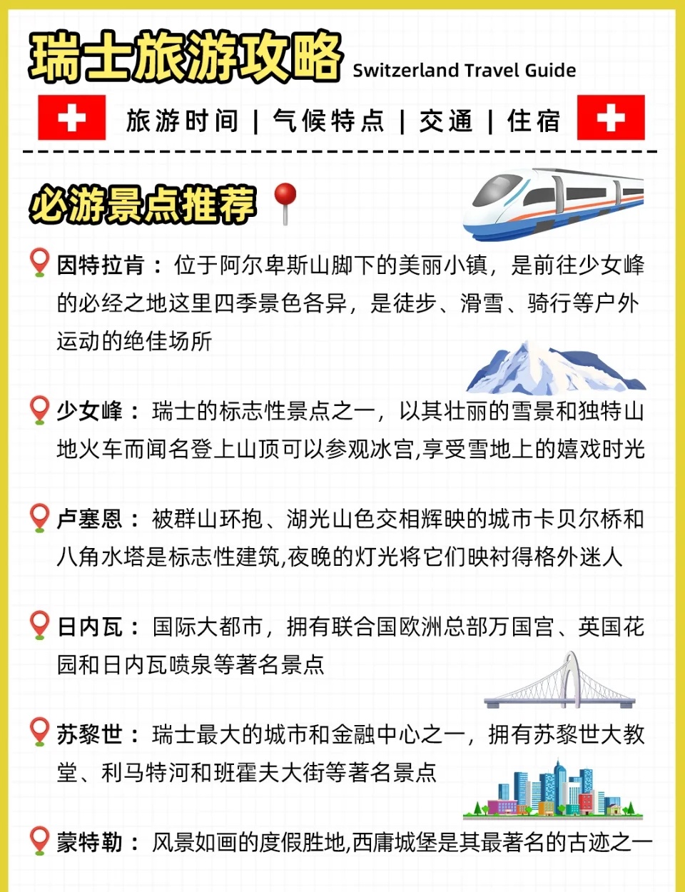瑞士旅行：必游景点与美食指南