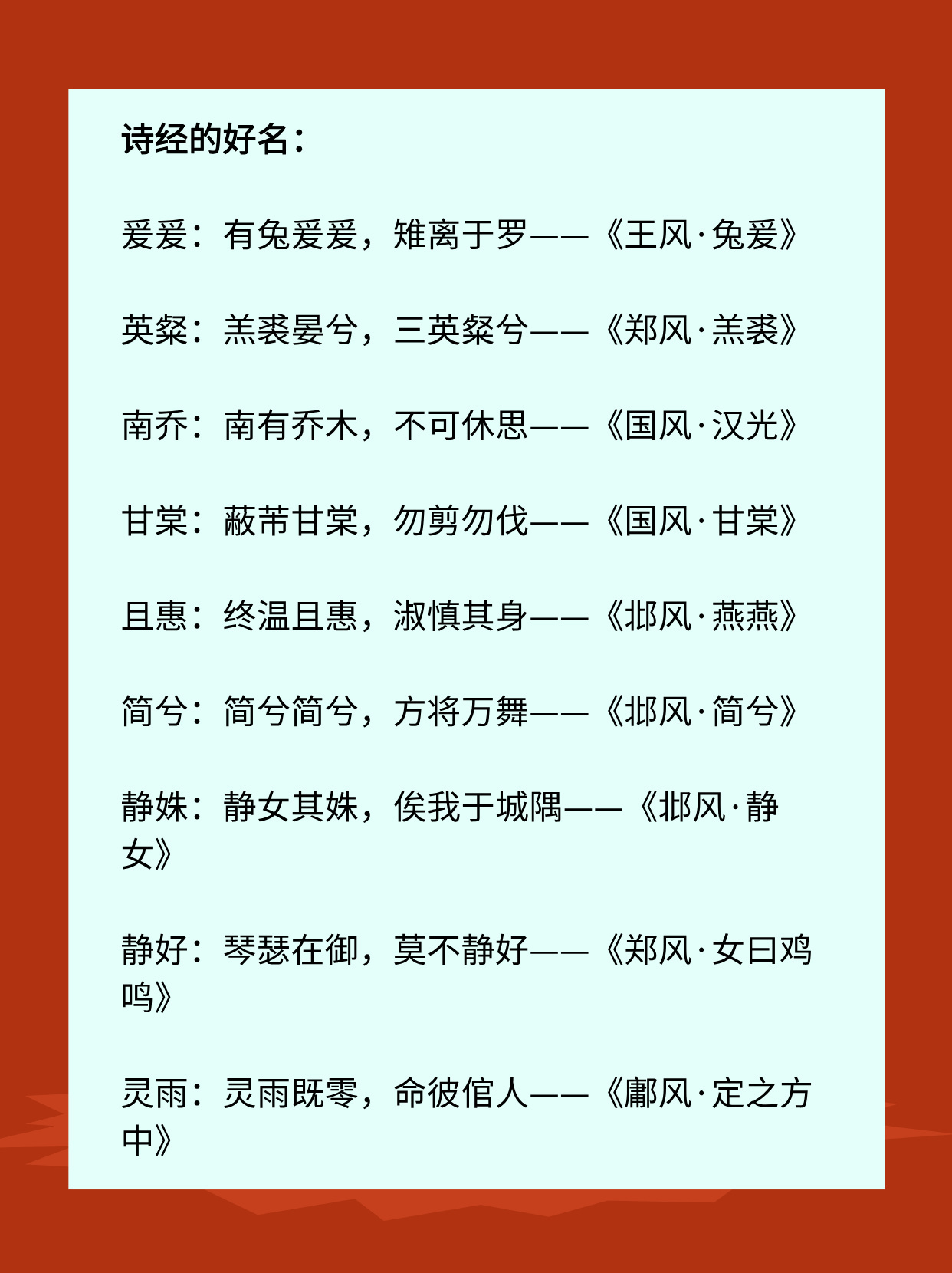 用诗经楚辞取名？有哪些可以参考呢？