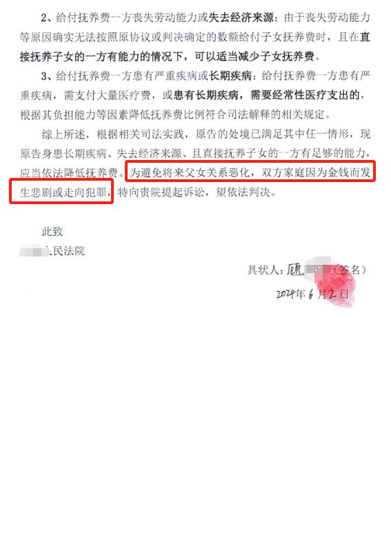 前夫起诉求降抚养费
