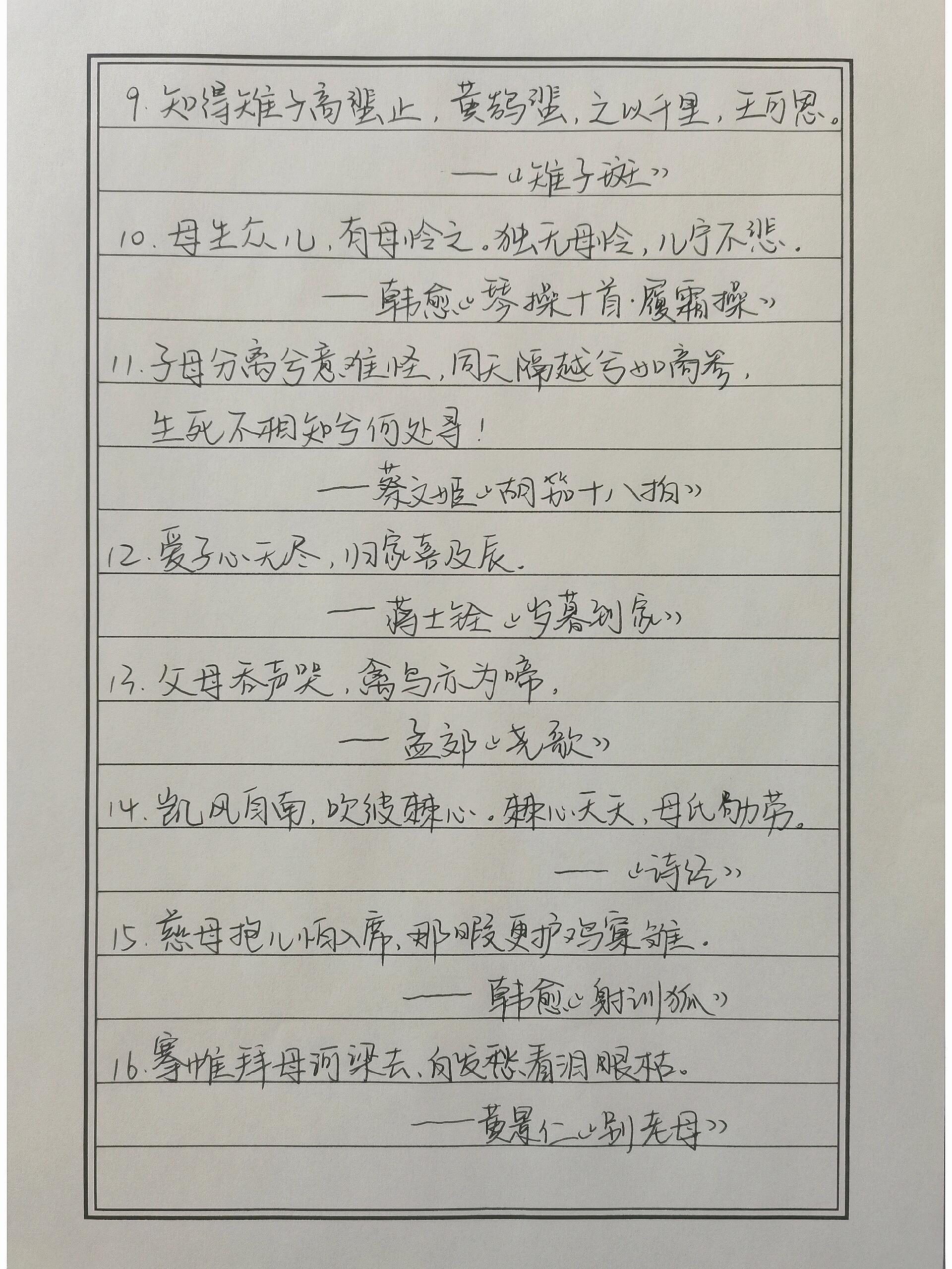 关于母爱的诗句分享