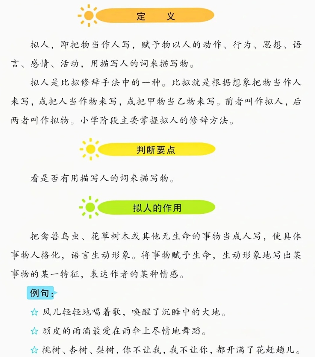 一文看懂：三年级的拟人句精选