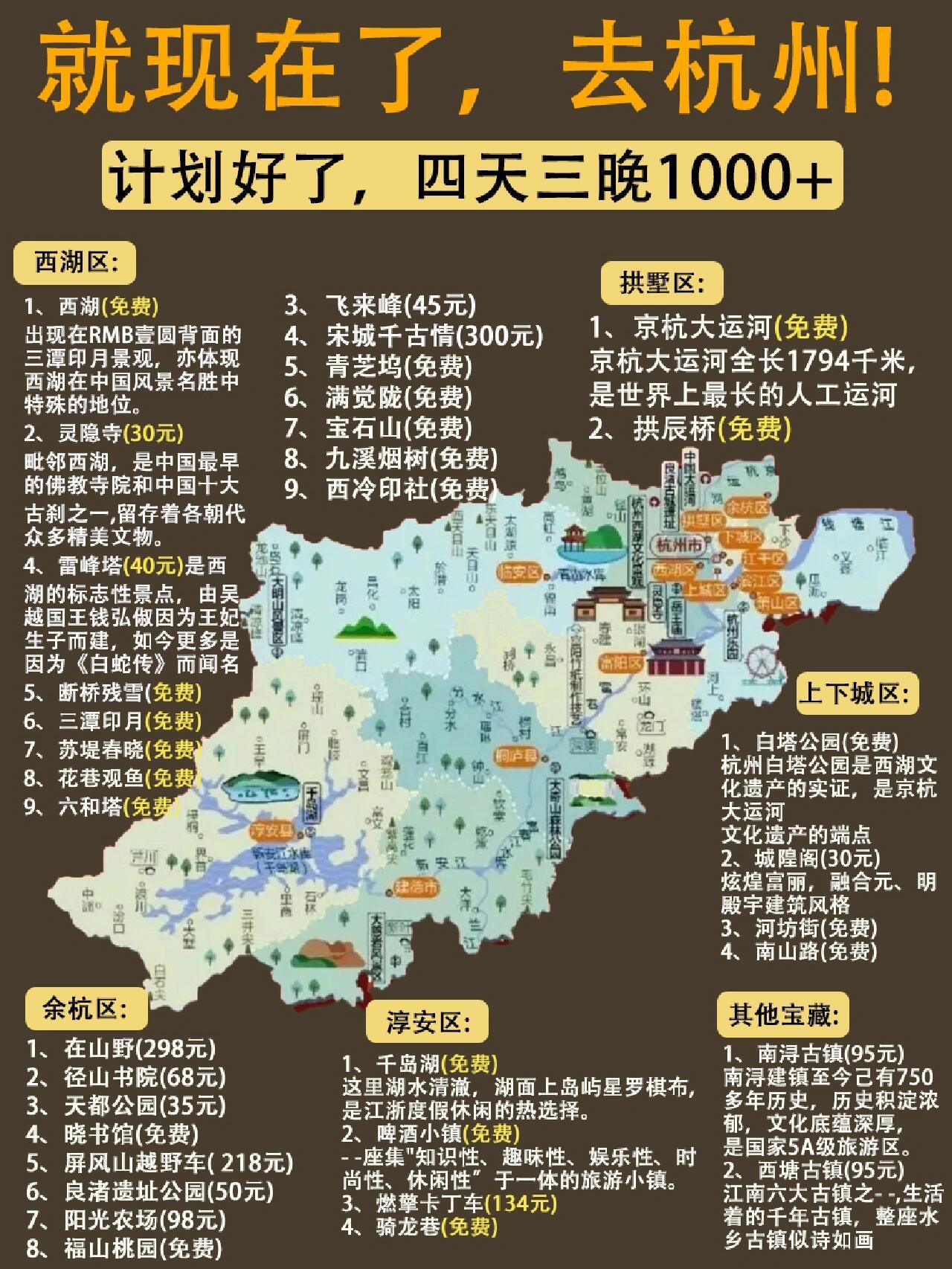 秒懂杭州景区分布的旅游地图！