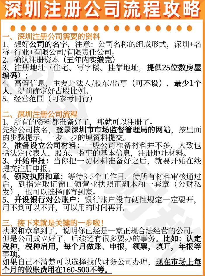深圳注册公司需要哪些材料和流程