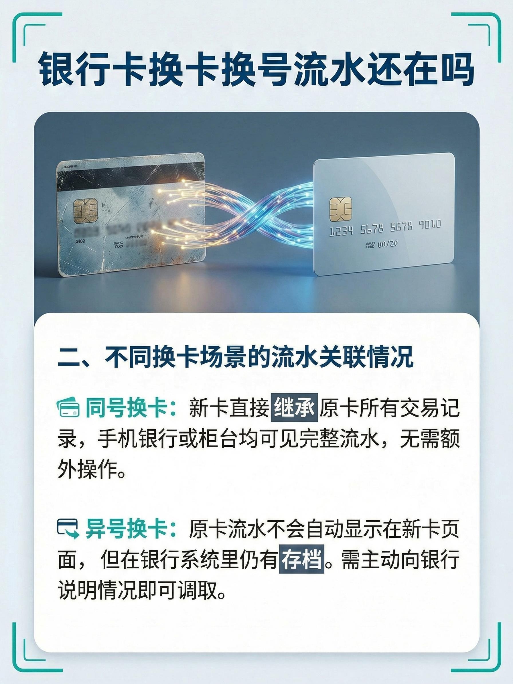银行卡换卡换号后，流水还在吗？