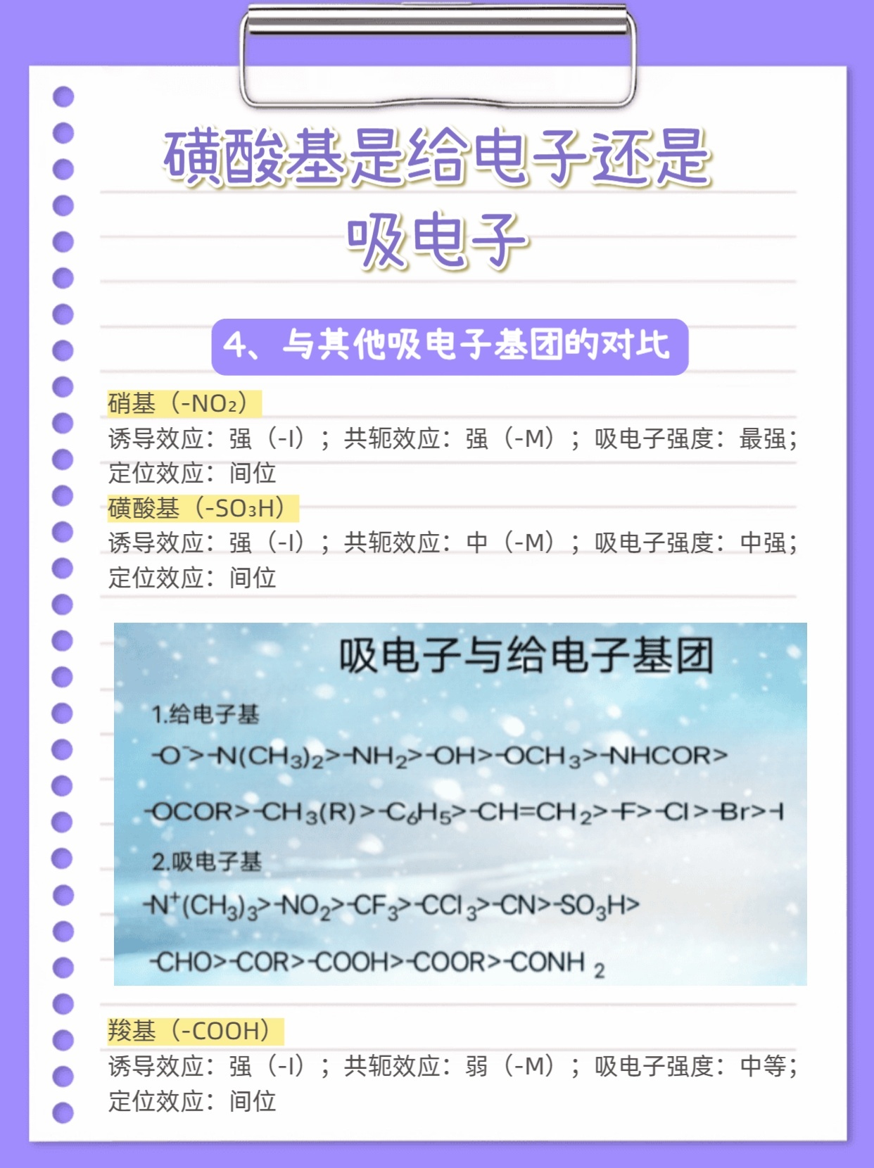 磺酸基是给电子基团还是吸电子基团？