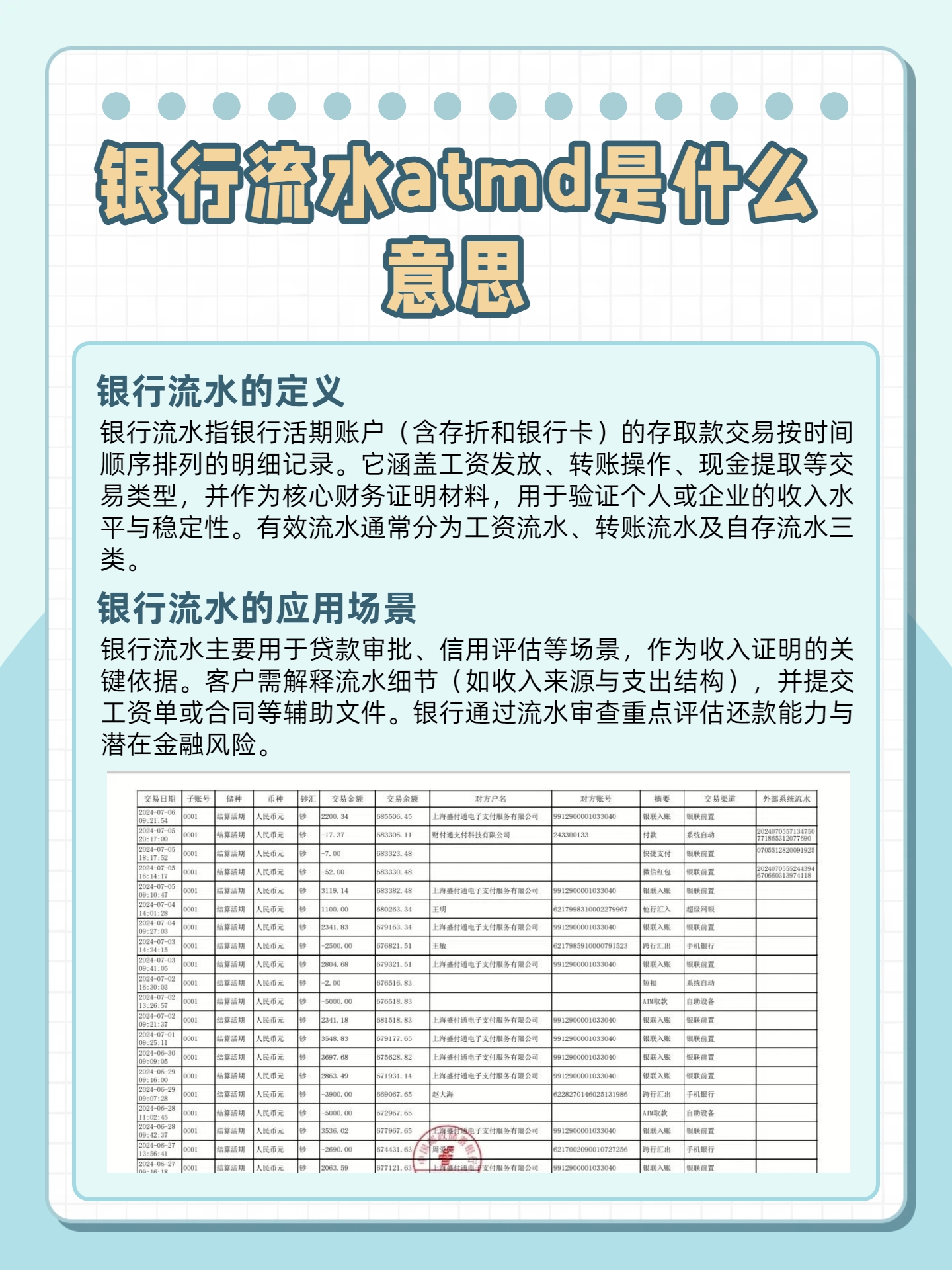 银行流水atmd是什么意思