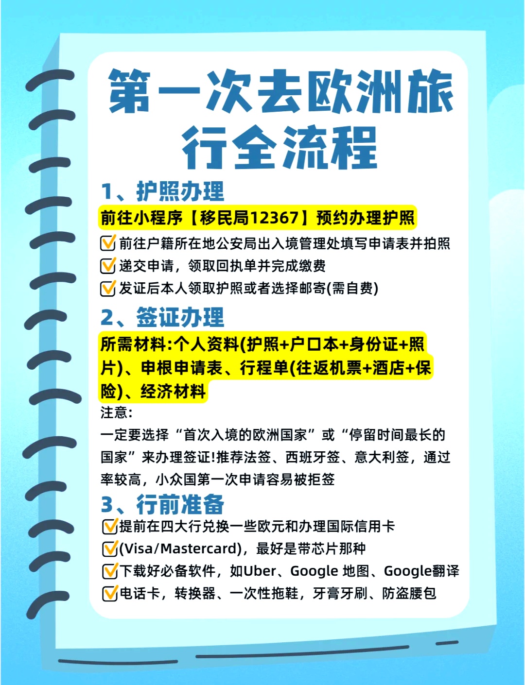 一文看懂：欧洲旅游签证办理指南