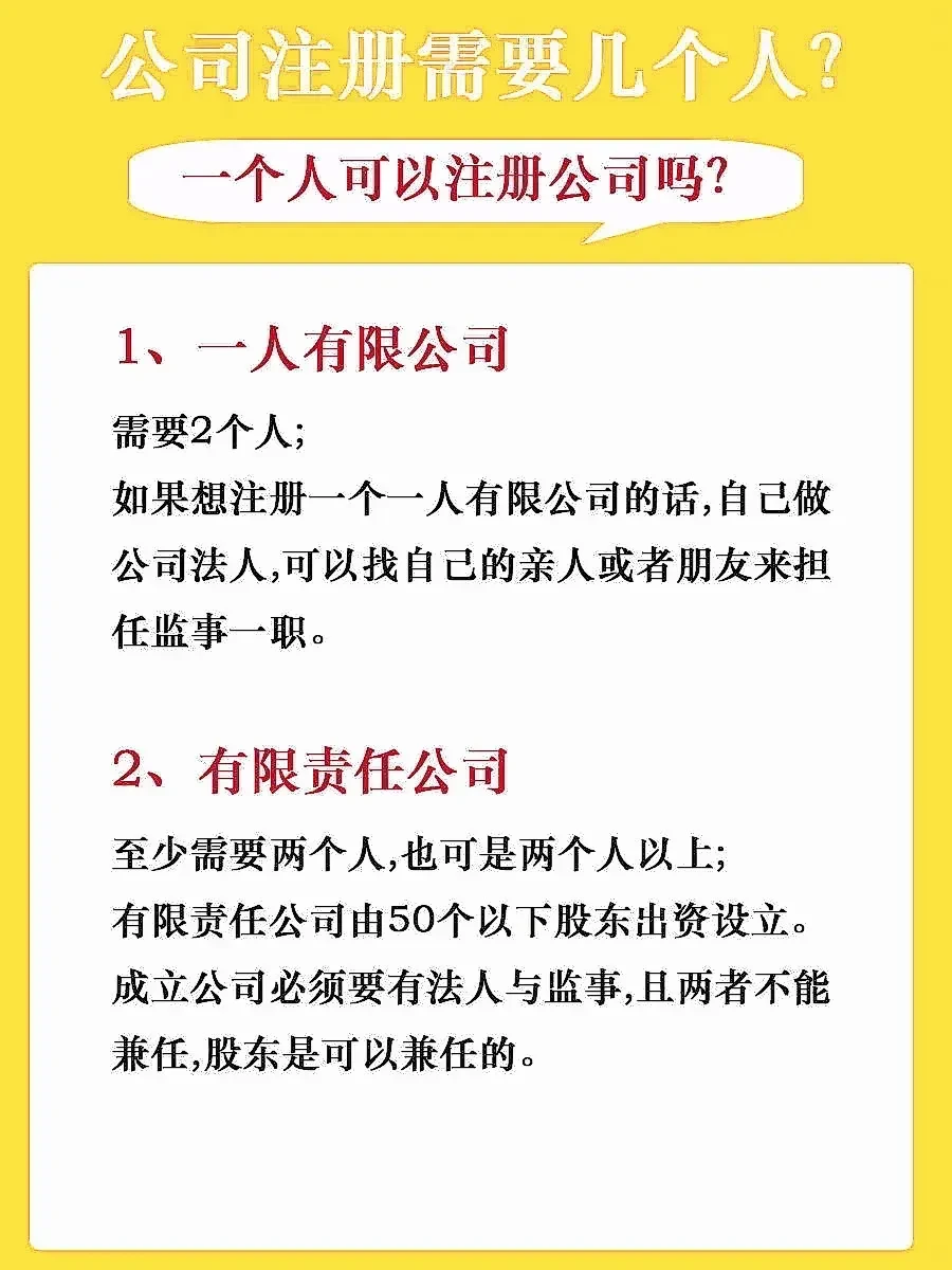 注册公司要几个人名字才能注册