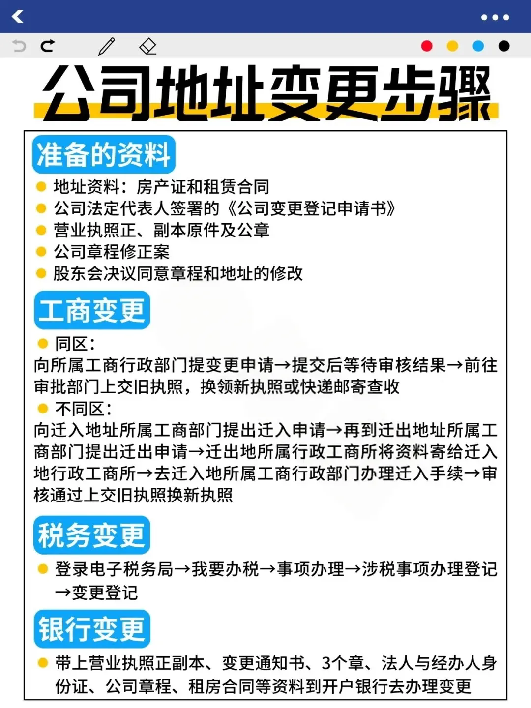 公司注册地址变更办理流程